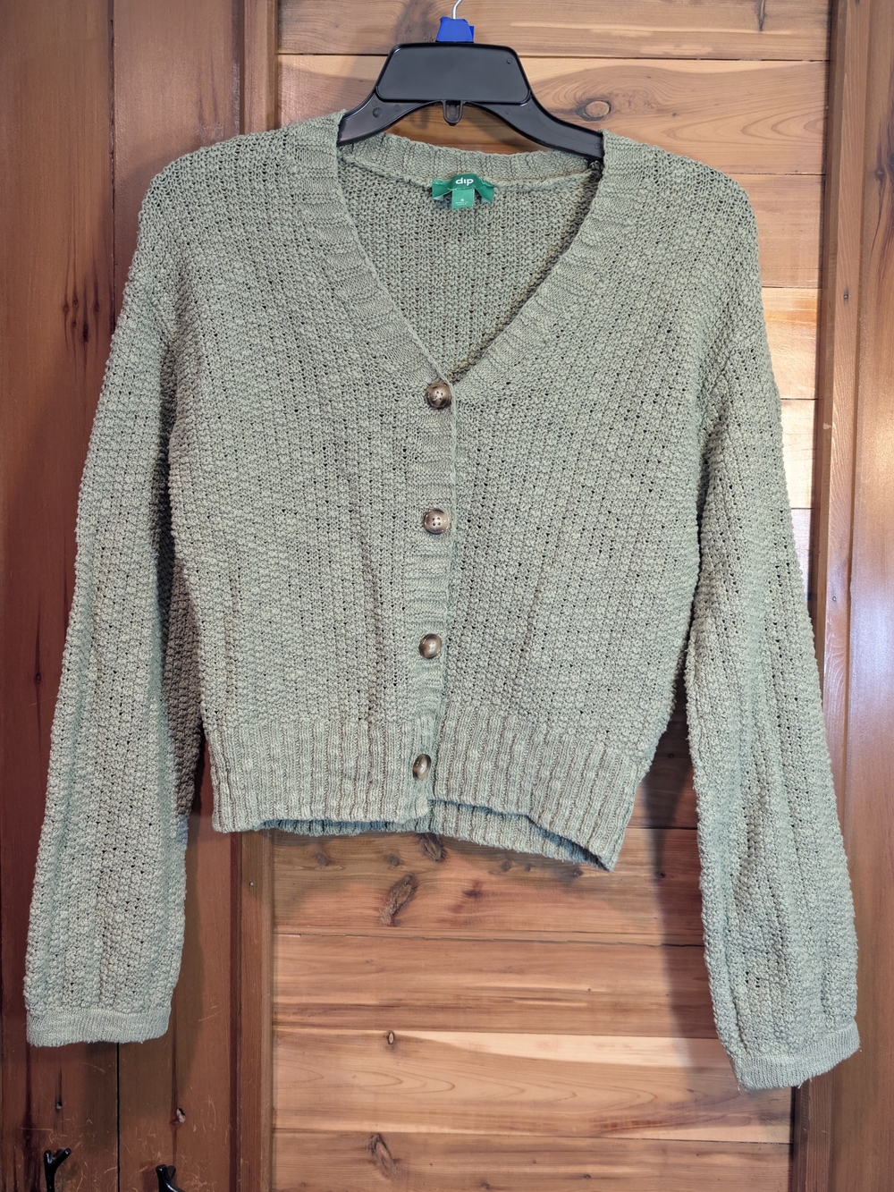 dip Olive Green V-Neck Button Cardigan
